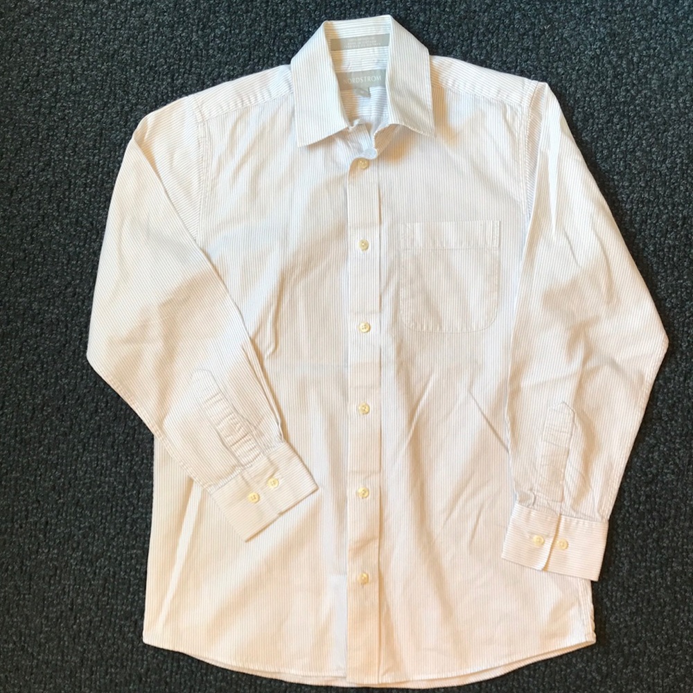 Boys navy pinstripe long sleeve Nordstrom’s dress shirt